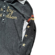 Y2K Harley Davidson Bedazzled Biker Snap Button Hoodie Size Women's Large