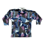 90s Geometric Crazy Pattern Pink Quarter Zip Fleece Size Medium