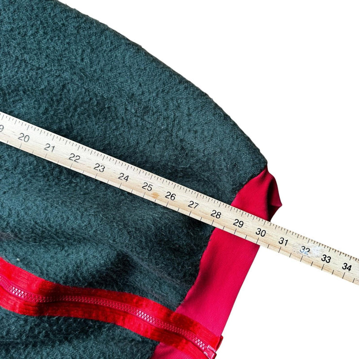 Vintage 90s Green Red Fleece Full Zip Jacket Size Large