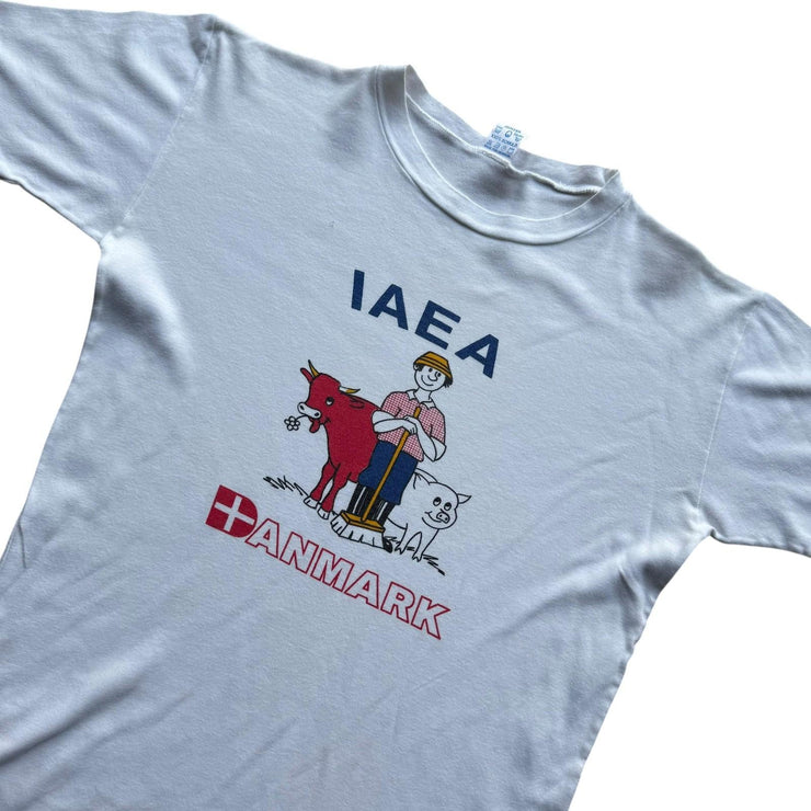 Vintage Iaea Denmark White Single Stitch Graphic T-Shirt Size XL