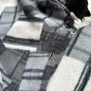 VTG Grey Geometric Pattern Fleece Hooded Jacket Size Medium