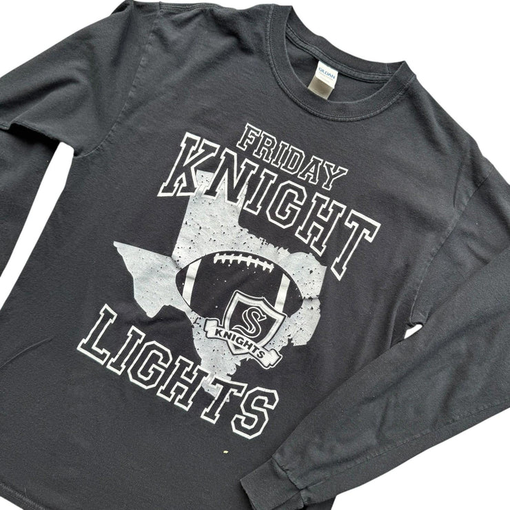 Friday Knight Lights American Football Long Sleeve Black Graphic T-Shirt Size M