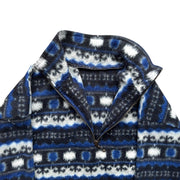 Vintage Blue Abstract Pattern Fleece 1/4 Zip Jacket Size LArge