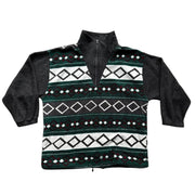 VTG Jinglers C&A Crazy Pattern Grey Pull Over Quarter Zip Fleece Jacket Size XL