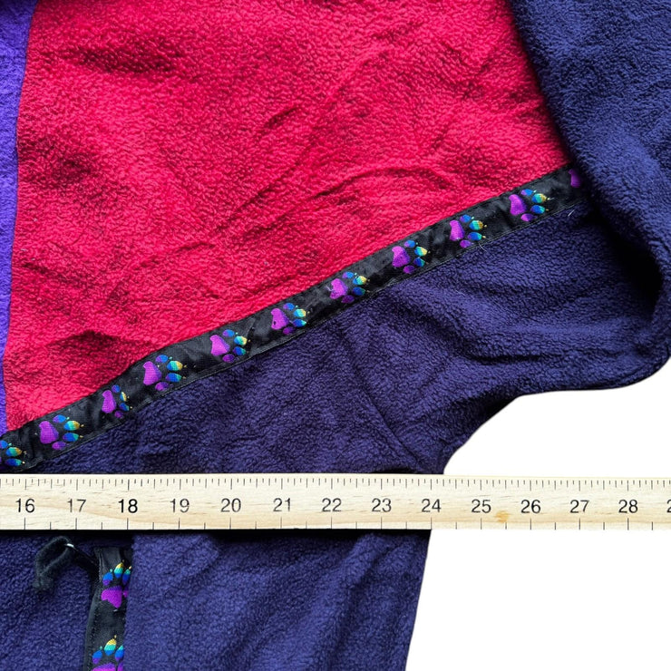 VTG Jack Wolfskin Colourful Paw Print Polar System 90s Fleece Jacket Size Large