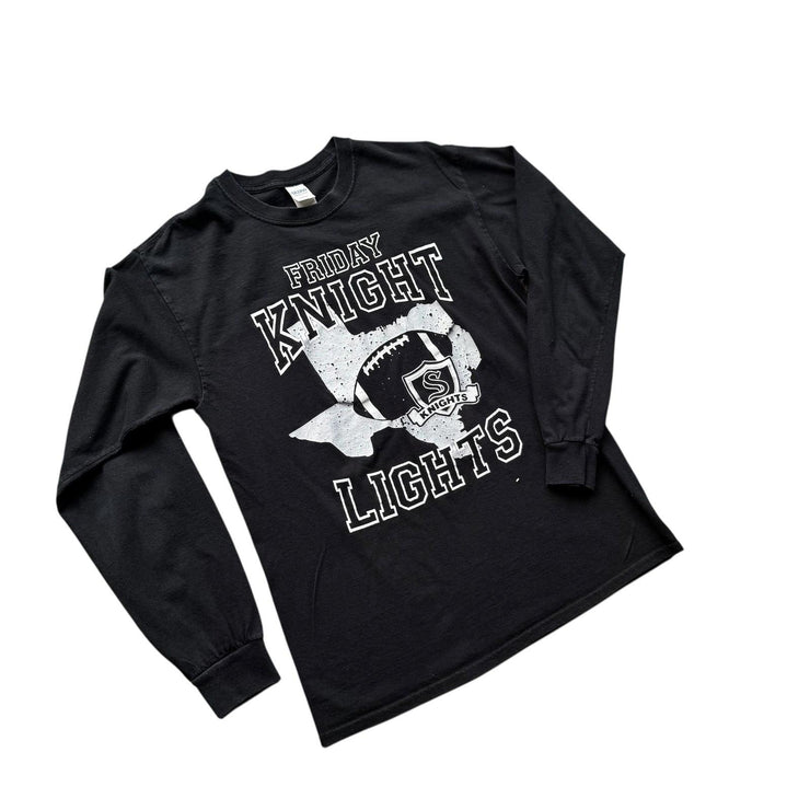 Friday Knight Lights American Football Long Sleeve Black Graphic T-Shirt Size M