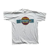 Vtg Old Timer's Hockey Challenge Tour 1995 White Single Stitch Graphic Tee XL