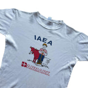 Vintage Iaea Denmark White Single Stitch Graphic T-Shirt Size XL