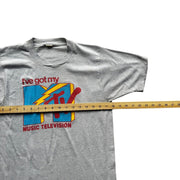VTG 1980s MTV Grey Single Stitch Graphic T-Shirt Size Large