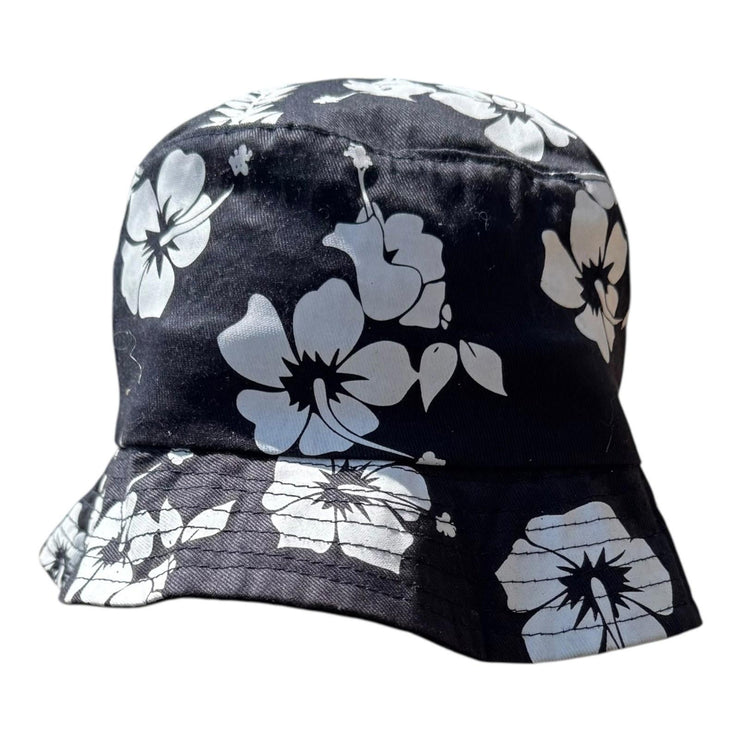 VTG Menta & Limon Black Hawaiian Bucket Hat Floral One Size Fits Most