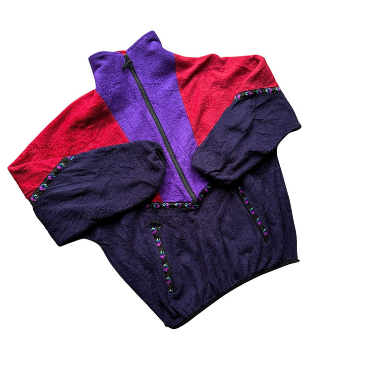 VTG Jack Wolfskin Colourful Paw Print Polar System 90s Fleece Jacket Size Large