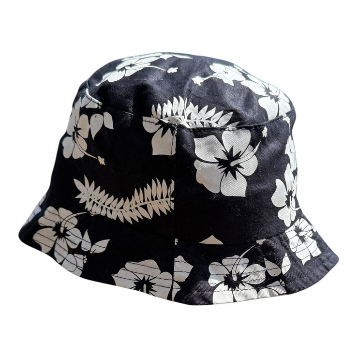 VTG Menta & Limon Black Hawaiian Bucket Hat Floral One Size Fits Most