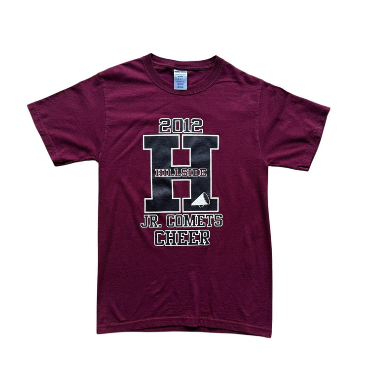 Hillside College USA Cheer Burgundy Graphic T-Shirt Jerzees Size Small