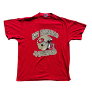 Vintage Single Stitch 80s San Francisco 49ers NFL Gold Graphic T-Shirt Size L