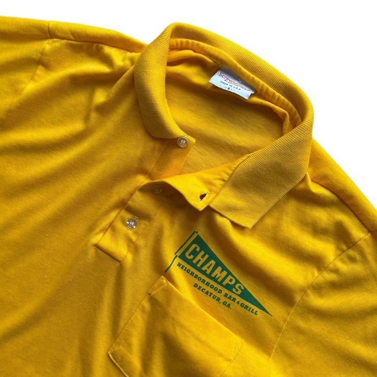 VTG 1980S Screen Mates Champs Yellow Polo Shirt Size Men&