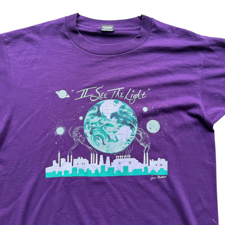 VTG Purple See The Light Single Stitch Moon Graphic T-Shirt Size XL