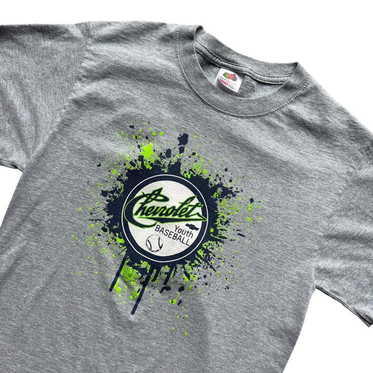Y2K Chevolet Grey Baseball Graphic T-Shirt Size Small