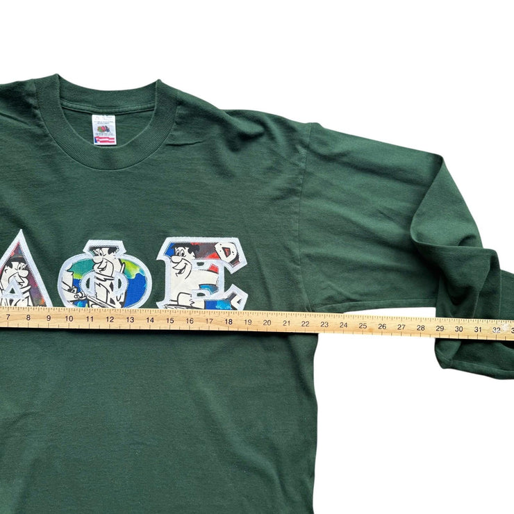 Vintage Green Flintstones AOE Fra USA Embroidered Single Stitch T-Shirt Size XL