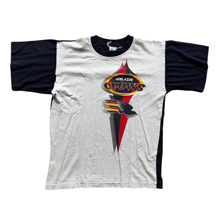 VTG Australian Adelaide Crows AFL Single Stitch Grey Graphic T-Shirt Size Medium