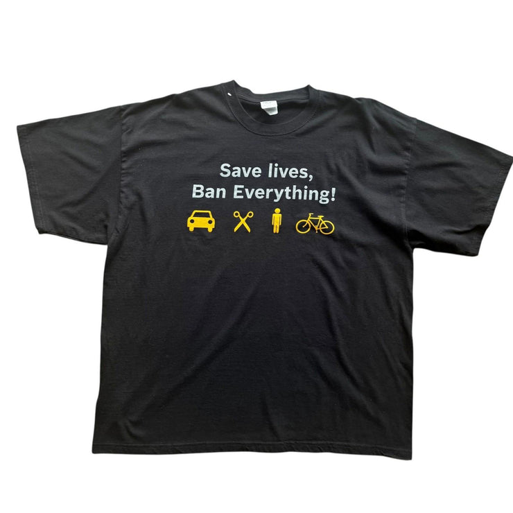 Save Lives Ban Everything Connecticut Novelty Black Humour Graphic Tee Size 2XL