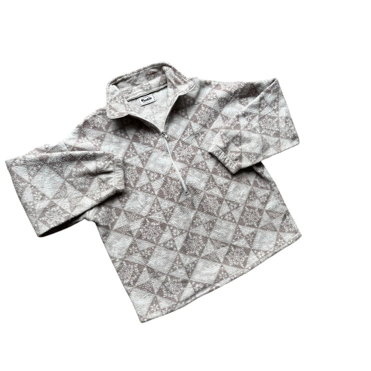 Cream Pattern Aztec Pinnkie Pullover Quarter Zip Fleece UK 10