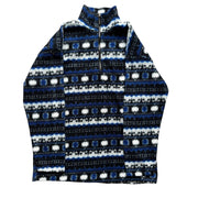 Vintage Blue Abstract Pattern Fleece 1/4 Zip Jacket Size LArge