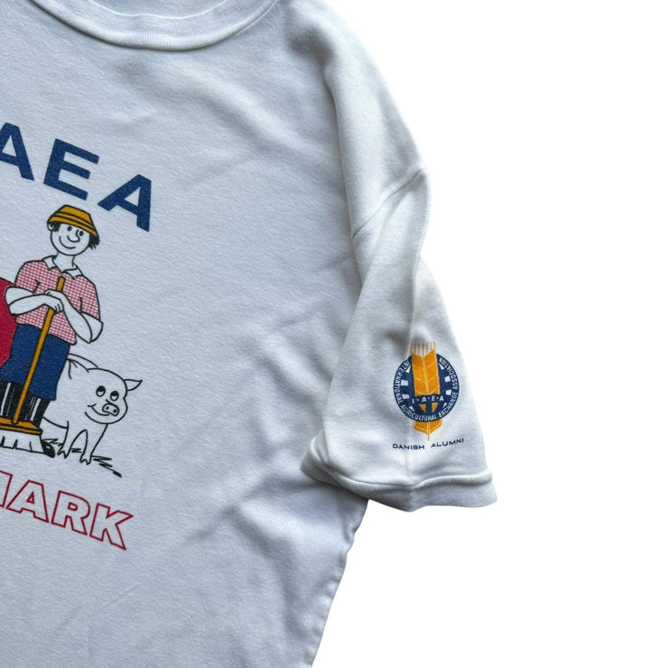 Vintage Iaea Denmark White Single Stitch Graphic T-Shirt Size XL