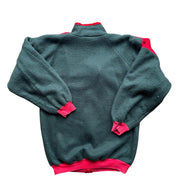 Vintage 90s Green Red Fleece Full Zip Jacket Size Large