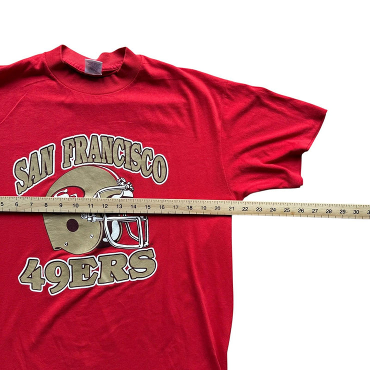 Vintage Single Stitch 80s San Francisco 49ers NFL Gold Graphic T-Shirt Size L