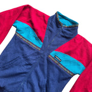 Vintage Challenger Fleece Jacket 90s Colourblock Aztec Red Blue Size Medium
