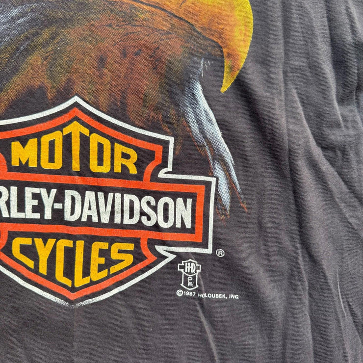 1987 Harley Davidson Eagle Black Graphic Print Single Stitch Tee XL