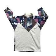 90s Geometric Crazy Pattern Pink Quarter Zip Fleece Size Medium