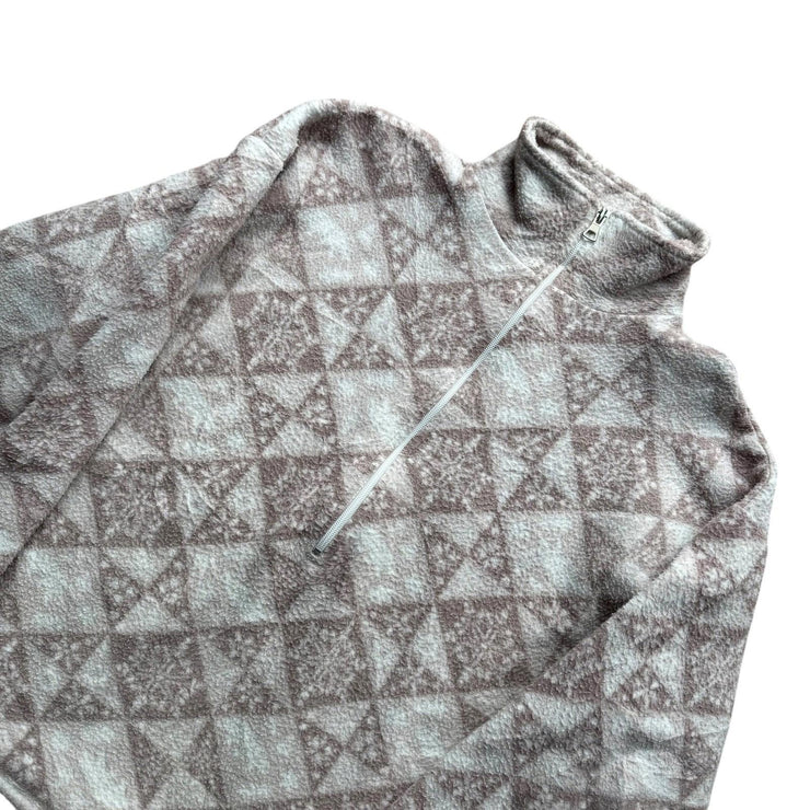Cream Pattern Aztec Pinnkie Pullover Quarter Zip Fleece UK 10
