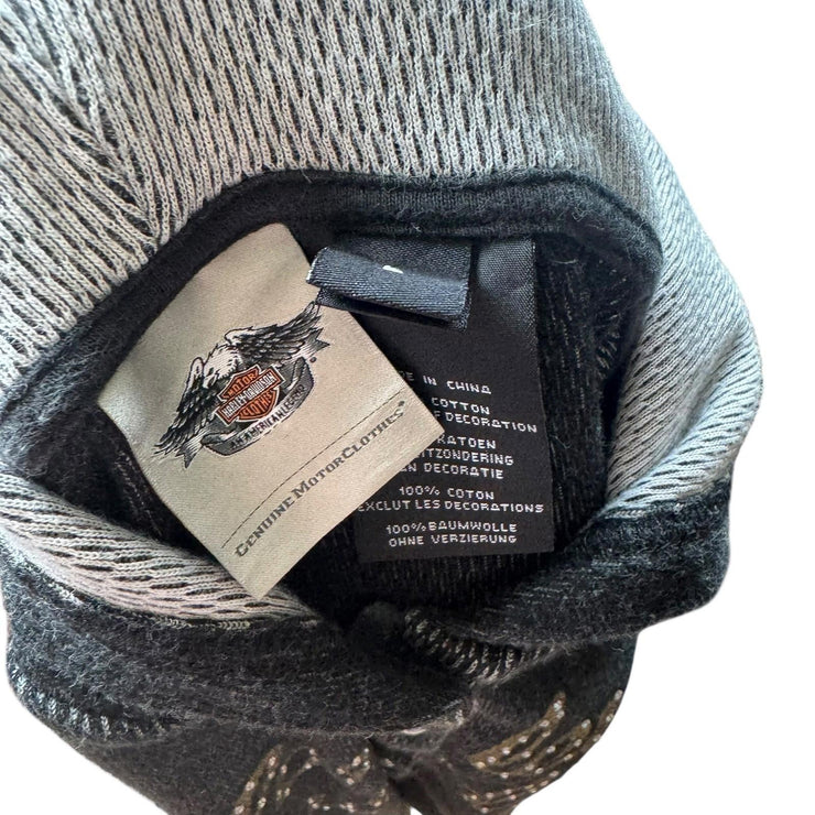 Y2K Harley Davidson Bedazzled Biker Snap Button Hoodie Size Women&