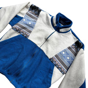 90s Aztec Cream White & Blue Quarter Zip Fleece Pullover Jacket