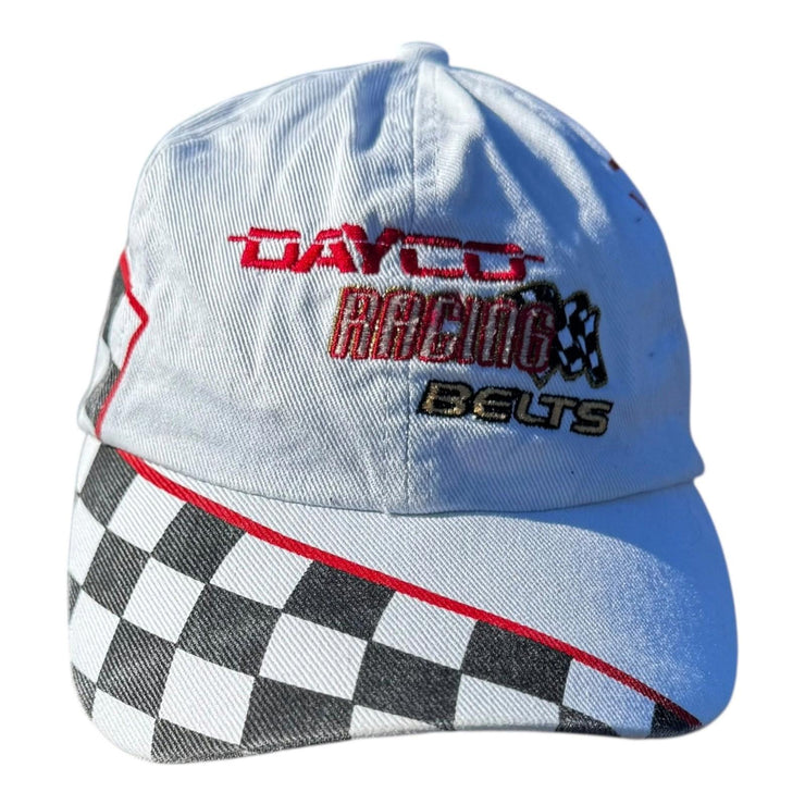 Vintage Dayco Racing Belts White Racing Cap Checkerboard Adjustable Sizing
