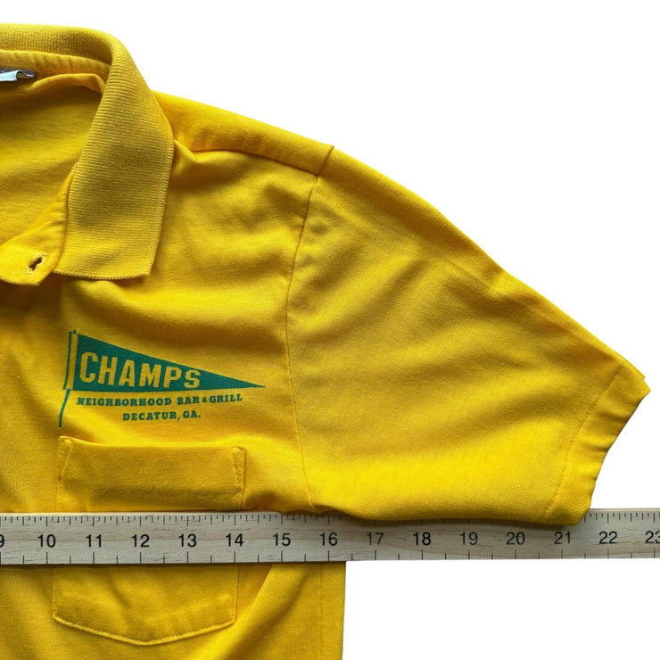 VTG 1980S Screen Mates Champs Yellow Polo Shirt Size Men&
