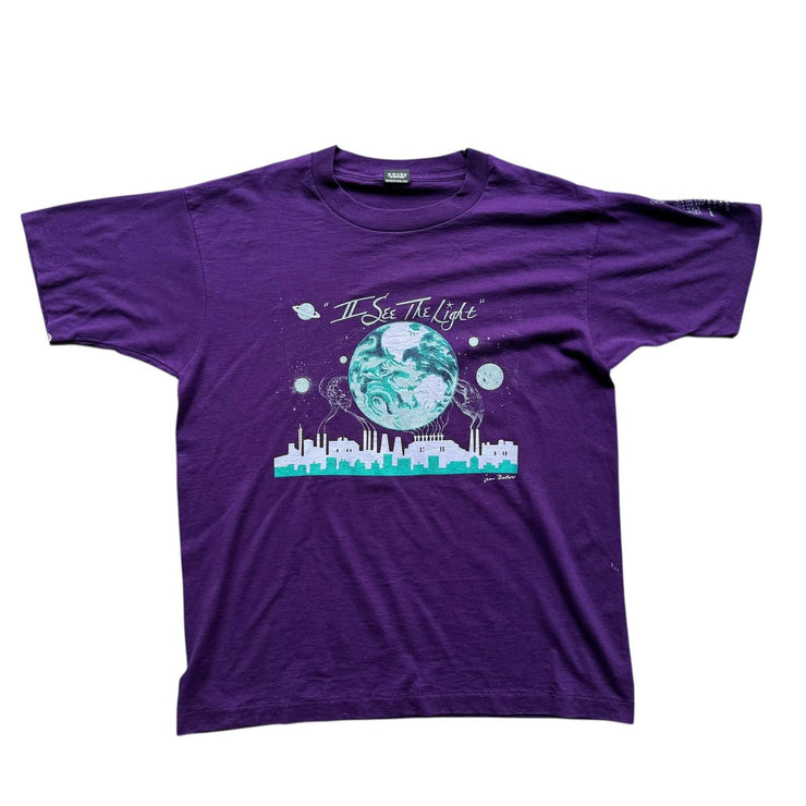 VTG Purple See The Light Single Stitch Moon Graphic T-Shirt Size XL