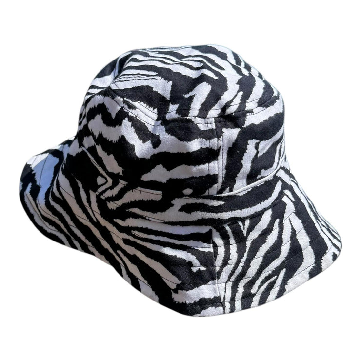 ASOS Design Black & White Zebra Print Summer Festival Bucket Hat S/M