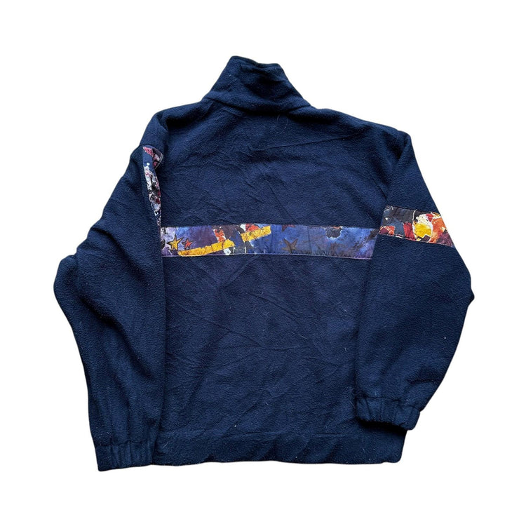Vintage 90s Nebula Crazy Pattern Navy Fleece Pullover Jacket Size Large