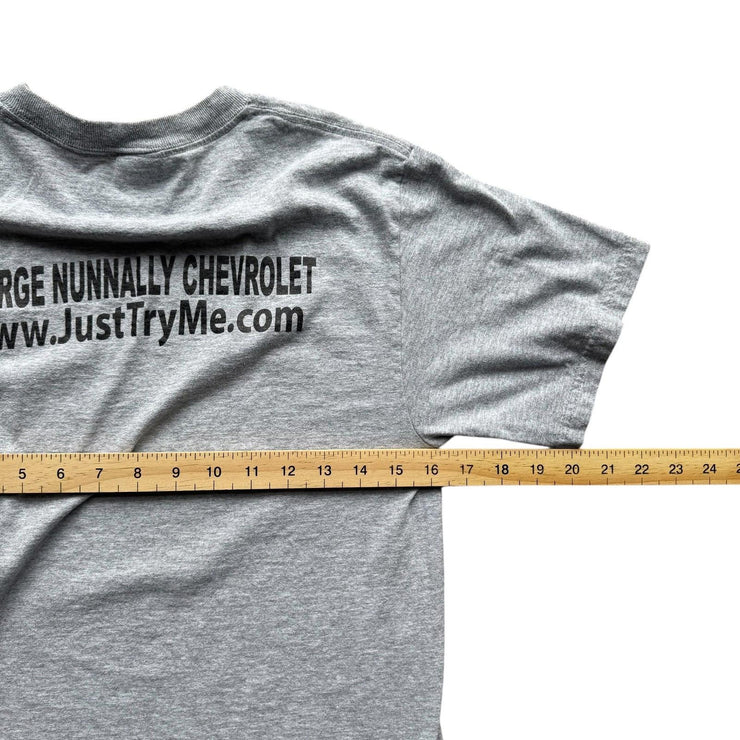 Y2K Chevolet Grey Baseball Graphic T-Shirt Size Small
