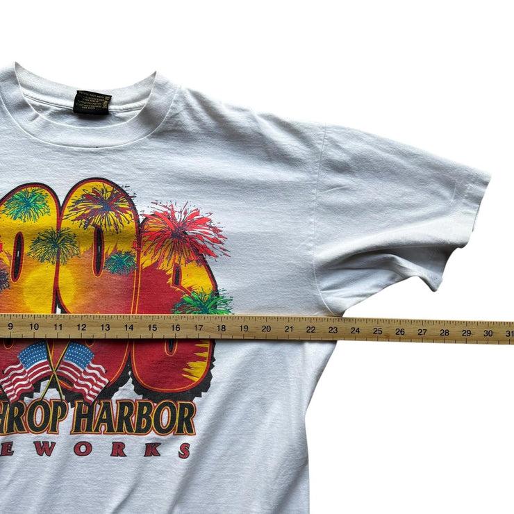 VTG 1996 Fireworks Display White Single Stitch Graphic T-Shirt Size XL