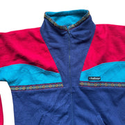 Vintage Challenger Fleece Jacket 90s Colourblock Aztec Red Blue Size Medium
