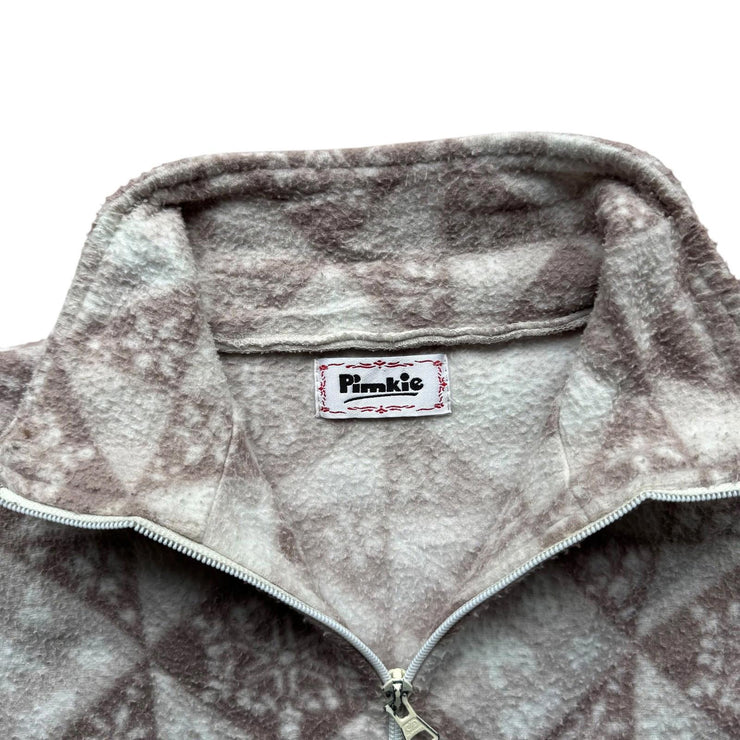 Cream Pattern Aztec Pinnkie Pullover Quarter Zip Fleece UK 10