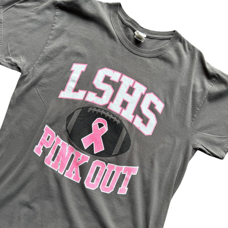 LSHS & Pink Out American Football Grey Graphic T-Shirt Size Large