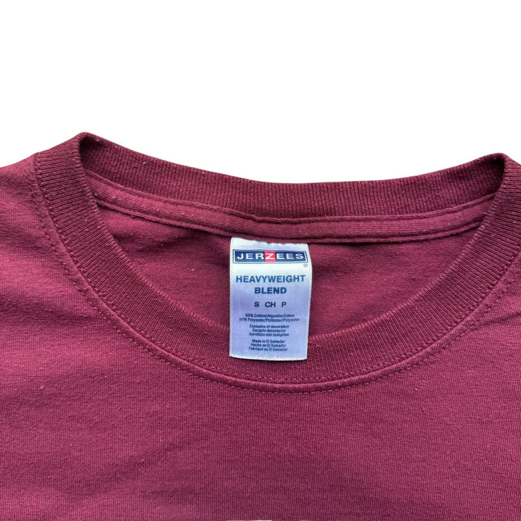 Hillside College USA Cheer Burgundy Graphic T-Shirt Jerzees Size Small