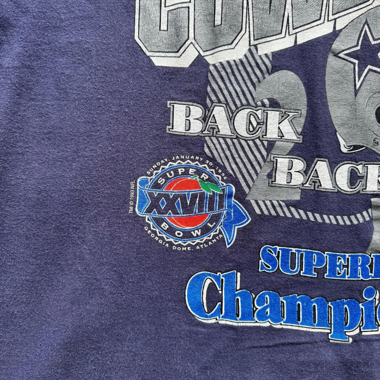 Vintage NFL Dallas Cowboys Back to Back Super Bowl Champions 1993 T-Shirt XL