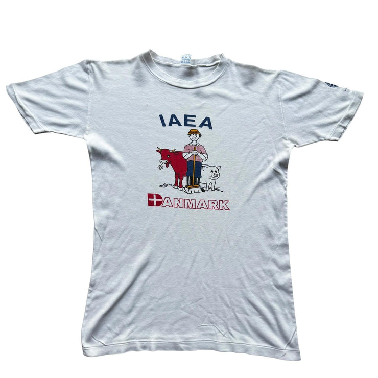 Vintage Iaea Denmark White Single Stitch Graphic T-Shirt Size XL