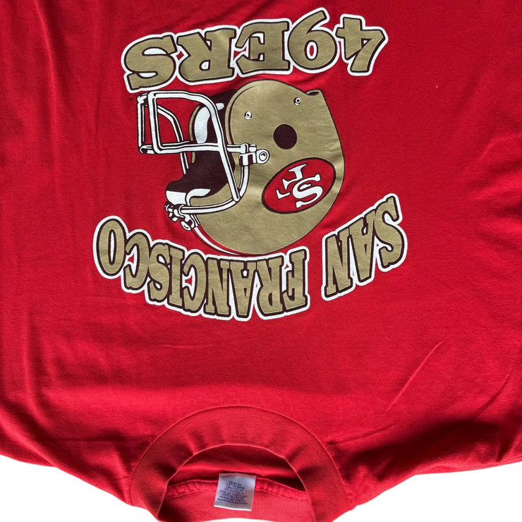 Vintage Single Stitch 80s San Francisco 49ers NFL Gold Graphic T-Shirt Size L