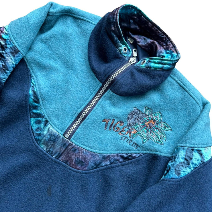 Vintage Tiger Spirit Magic Venture Quarter Zip Fleece Pullover Size XL